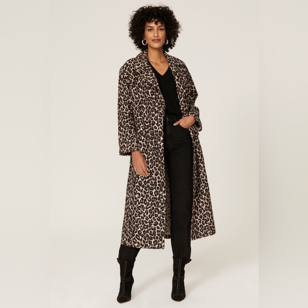 Victor Alfaro Leopard Print Trench Coat